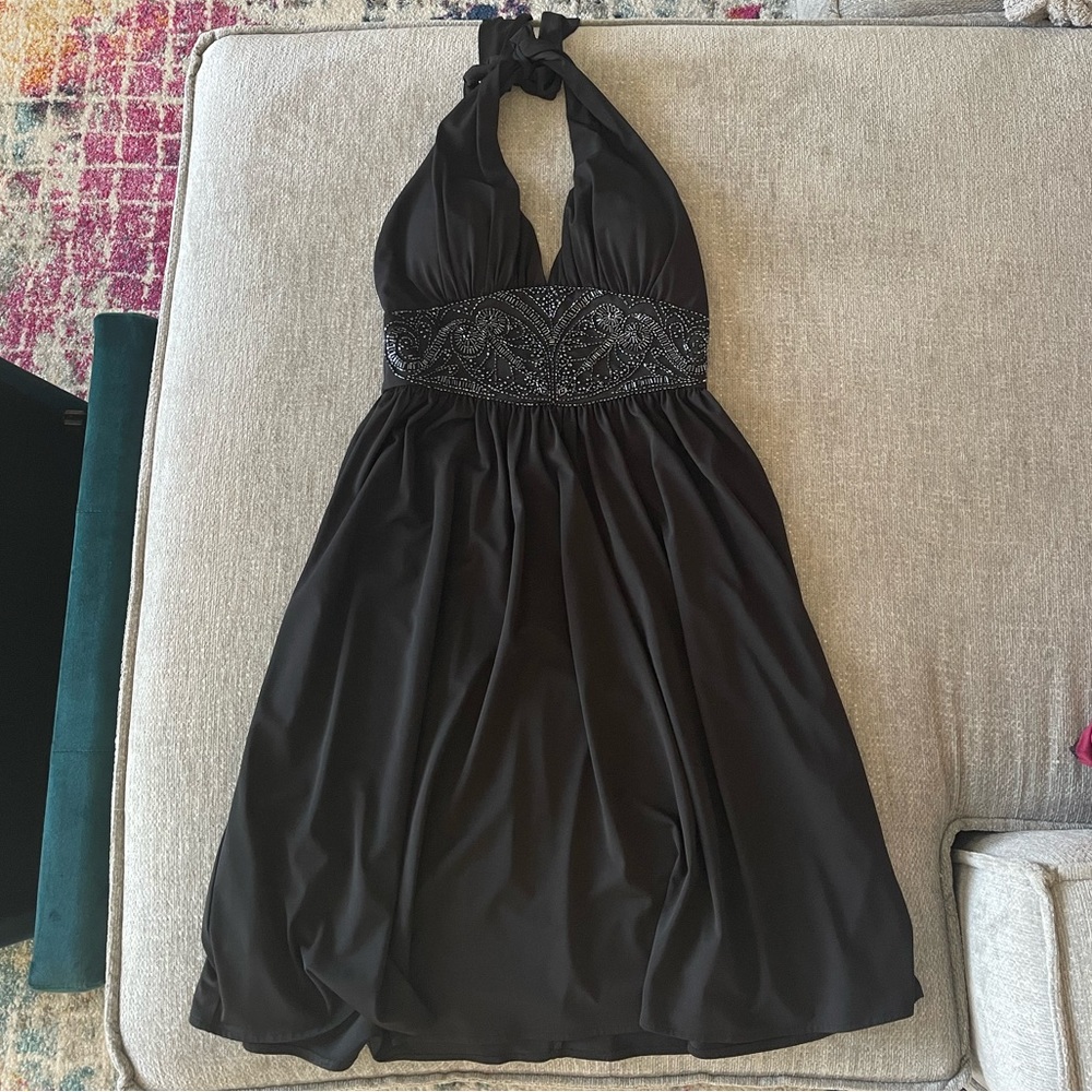 Macy London beaded petite halter dress